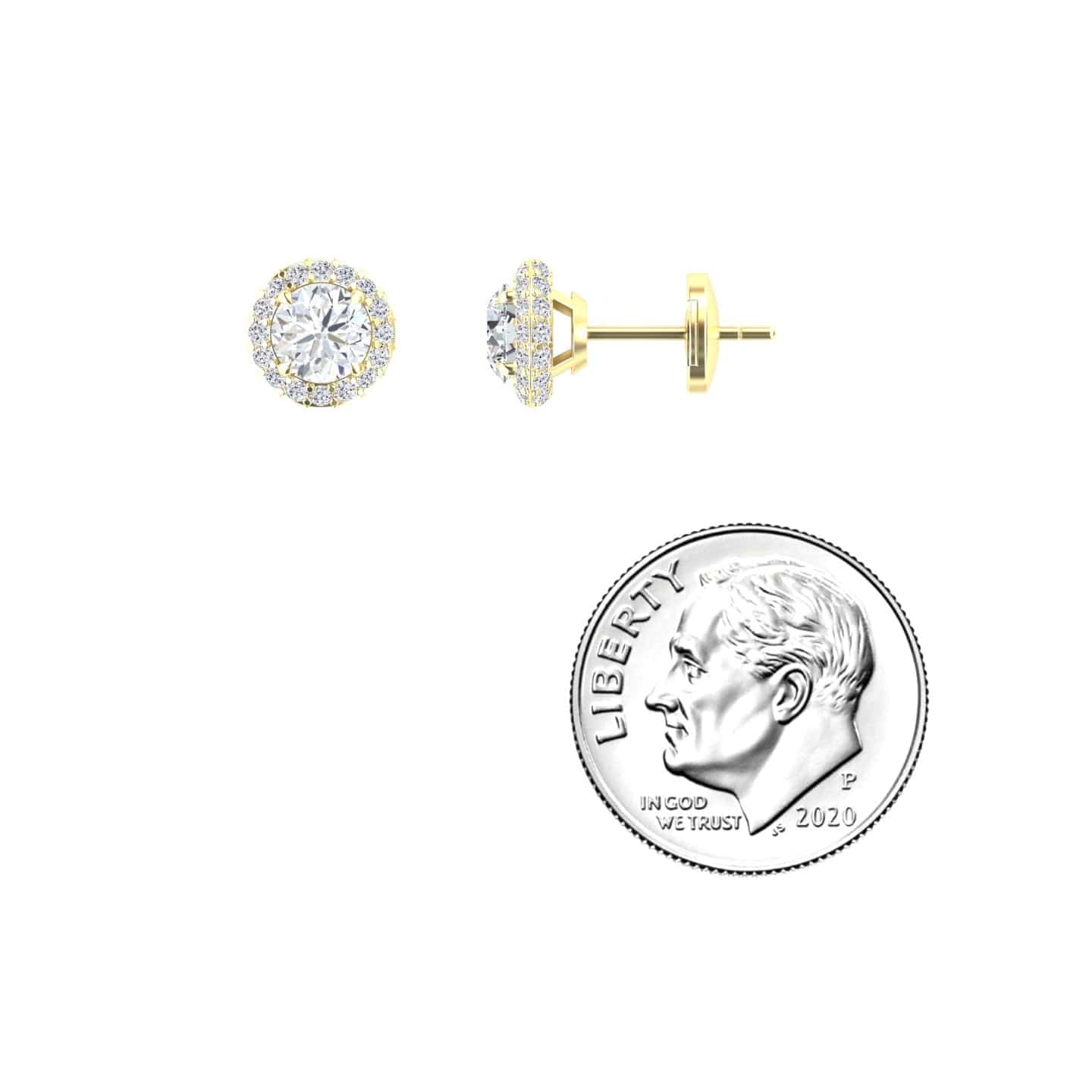 White Diamond Halo Earrings - Jing
