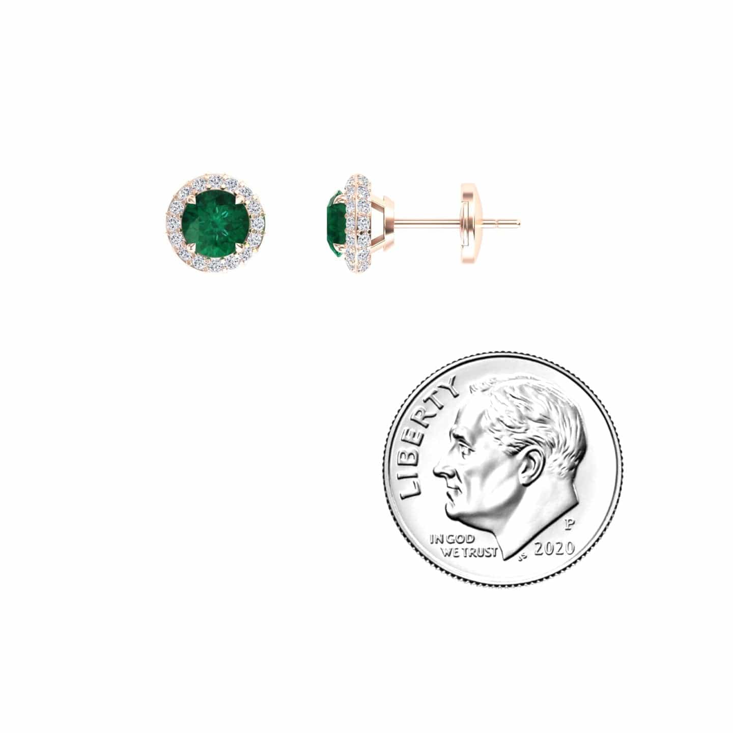 Emerald & Diamond Halo Earrings - Jing
