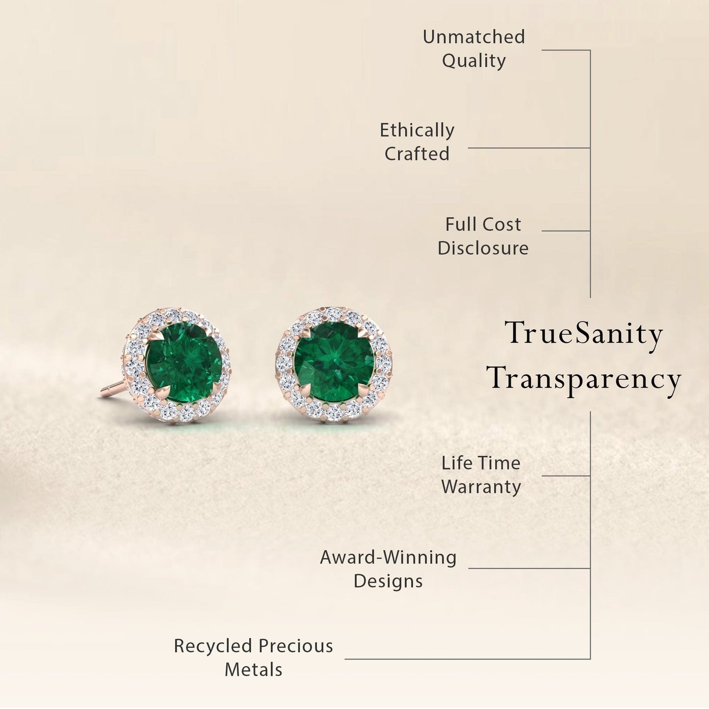 Emerald & Diamond Halo Earrings - Jing