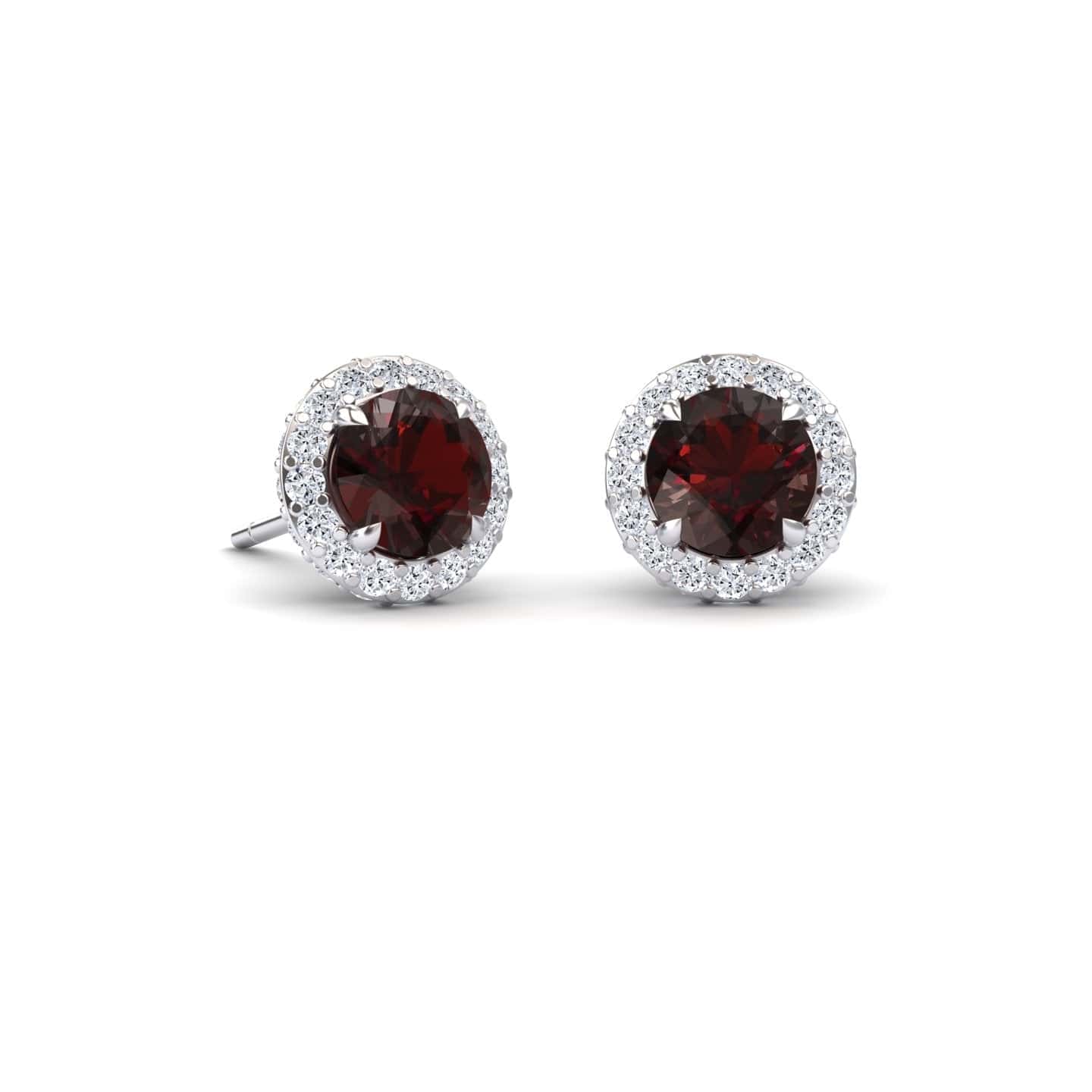 Garnet & Diamond Halo Earrings - Jing