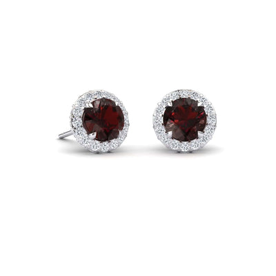 Garnet & Diamond Halo Earrings