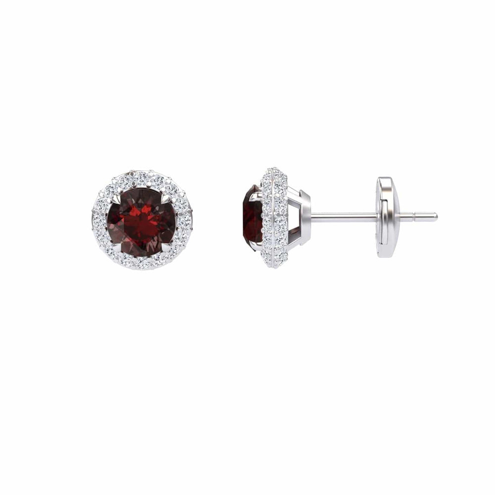 Garnet & Diamond Halo Earrings - Jing