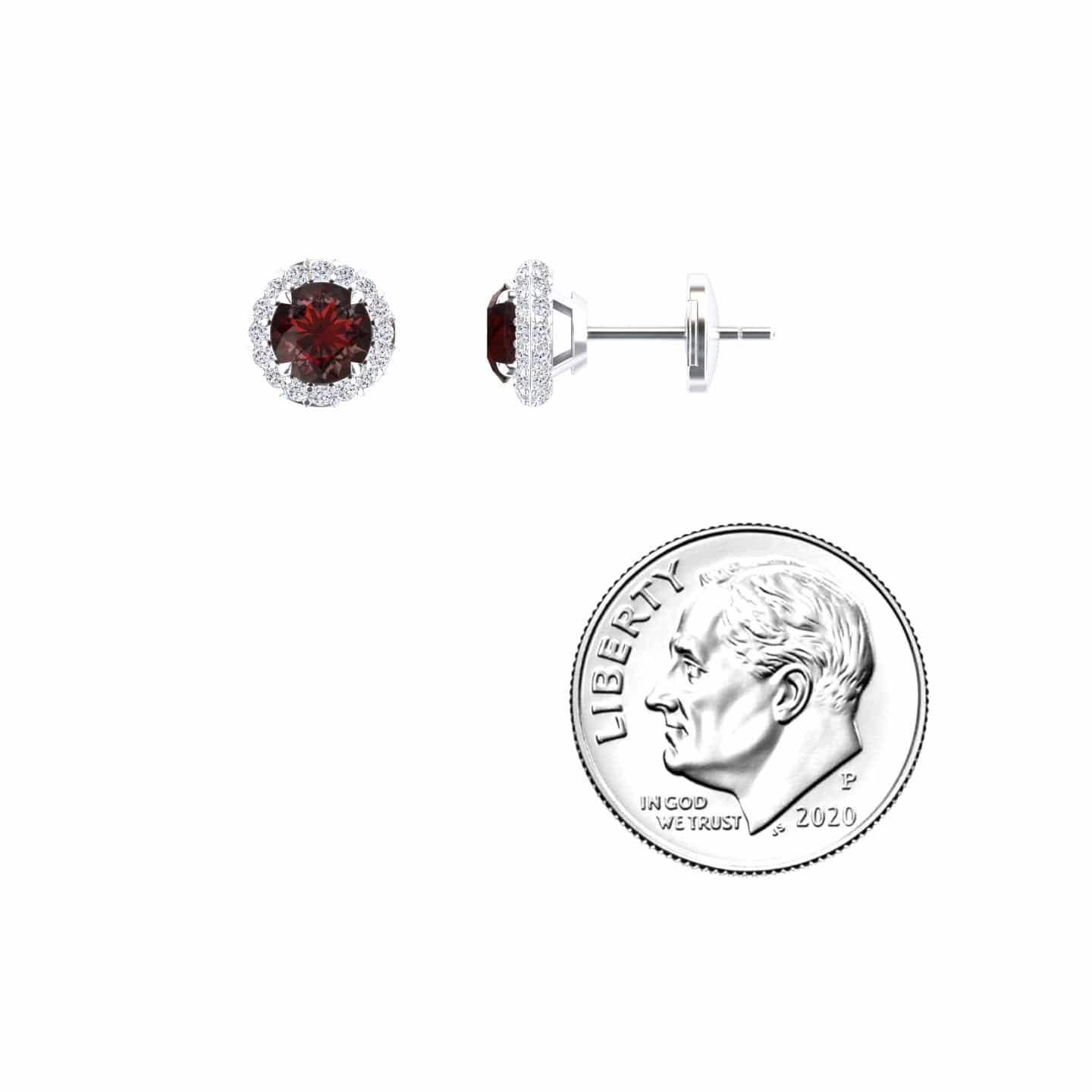 Garnet & Diamond Halo Earrings - Jing