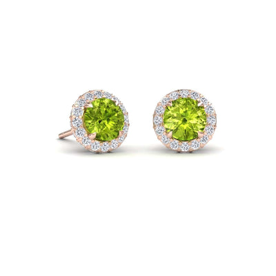 Peridot & Diamond Halo Earrings