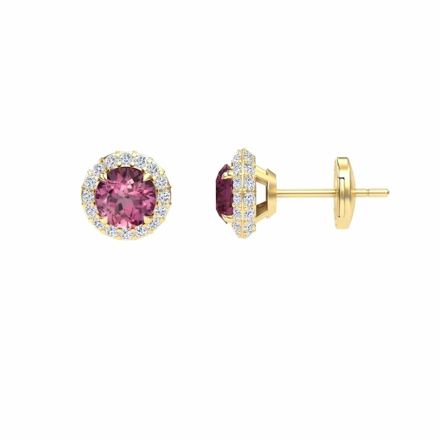 Pink Tourmaline & Diamond Halo Earrings - Jing
