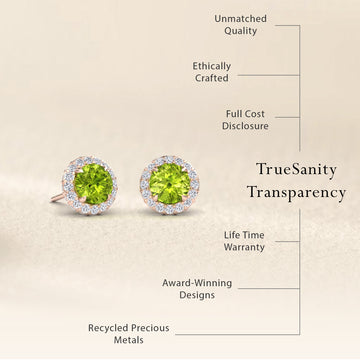 Peridot & Diamond Halo Earrings - Jing