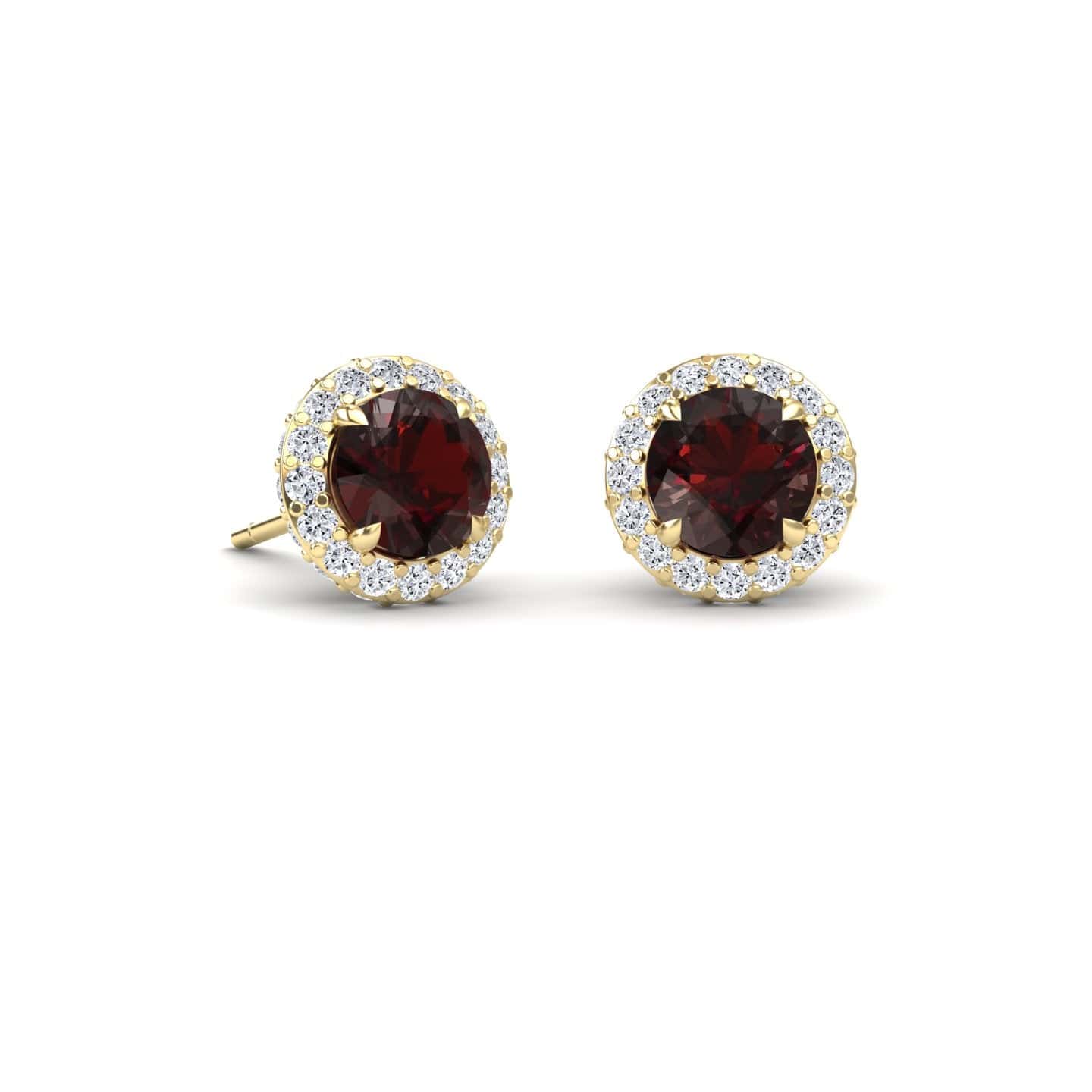 Rhodolite Garnet & Diamond Halo Earrings - Jing