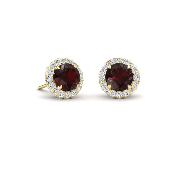Rhodolite Garnet & Diamond Halo Earrings - Jing