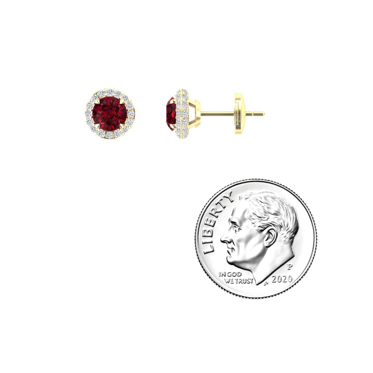 Ruby & Diamond Halo Earrings - Jing