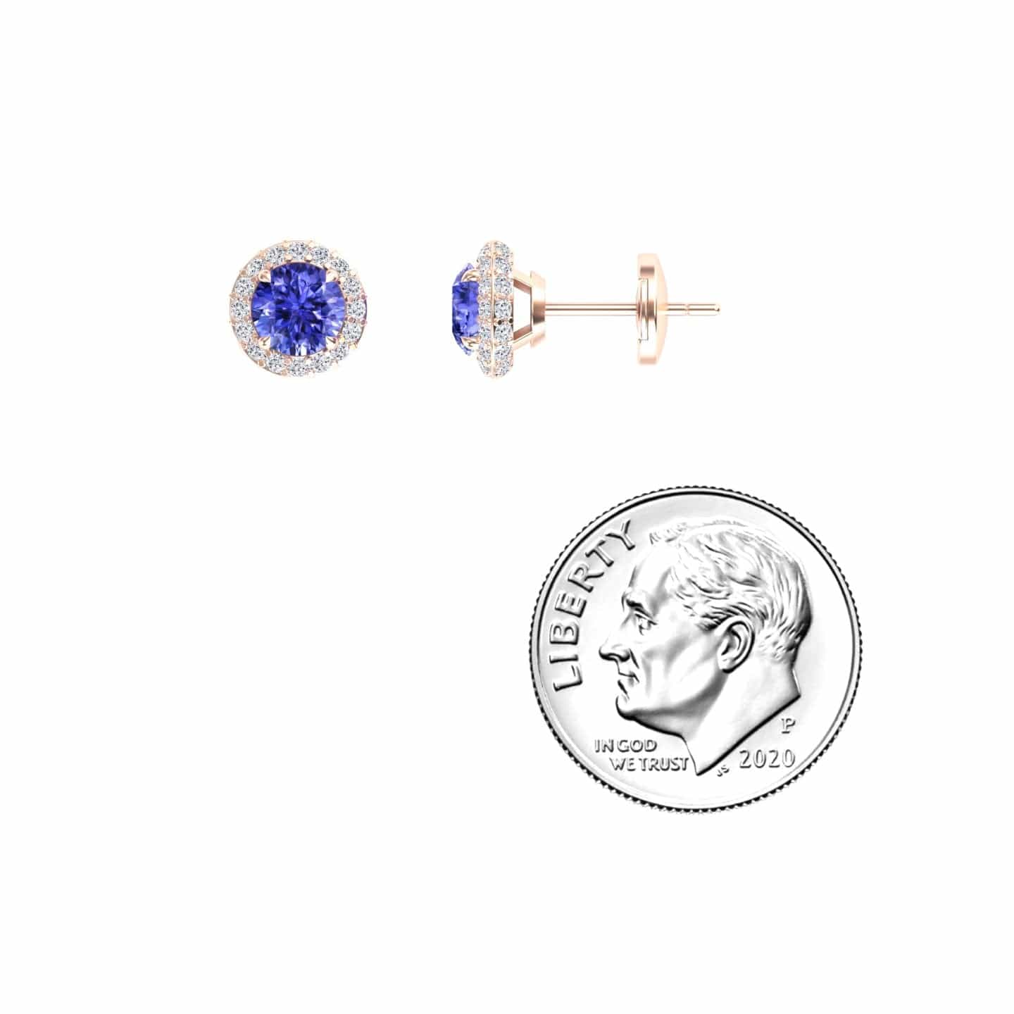 Tanzanite & Diamond Halo Earrings - Jing