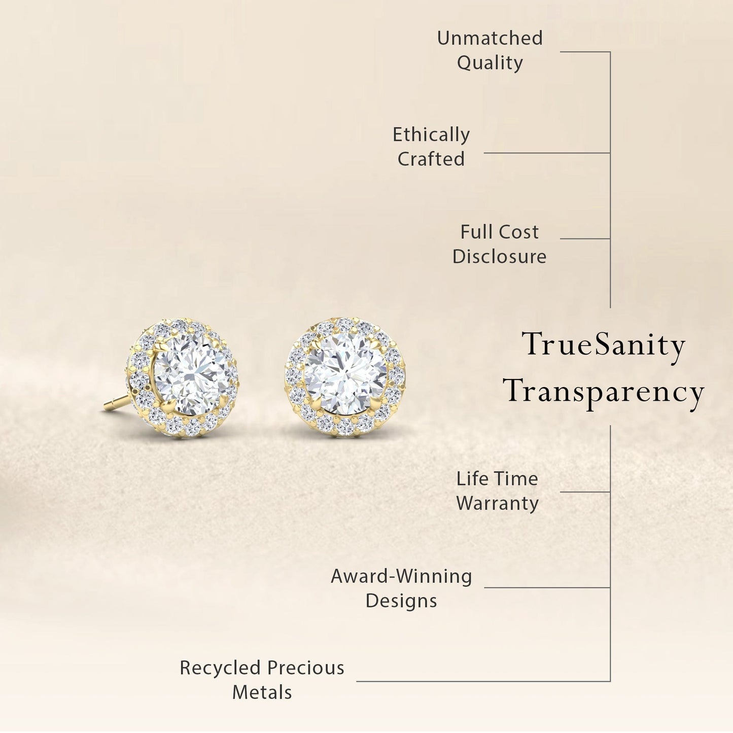 White Diamond Halo Earrings - Jing
