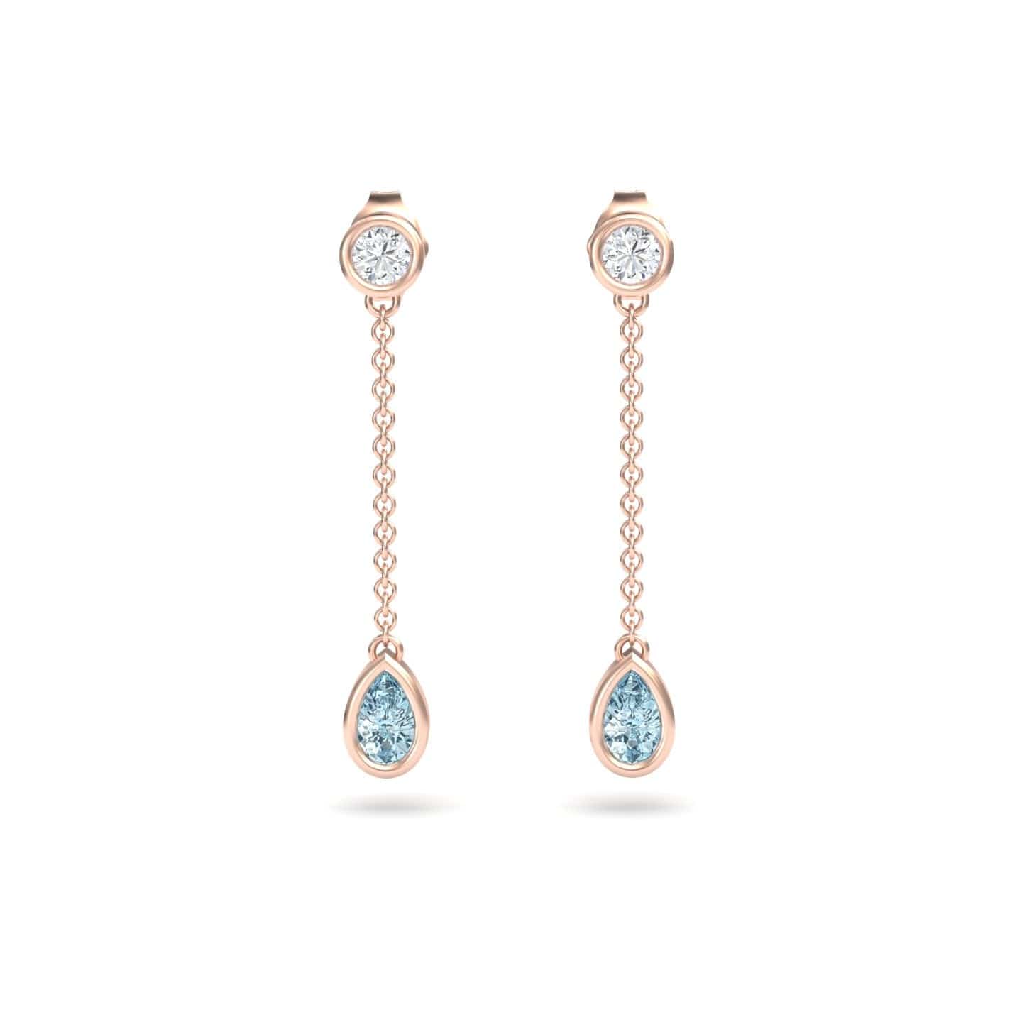 Aquamarine & Diamond Drop Earrings - Lexi