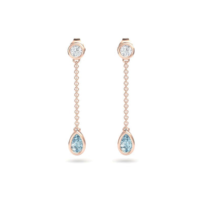 Aquamarine & Diamond Drop Earrings