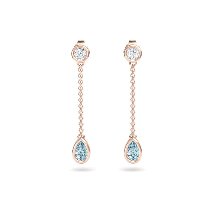 Aquamarine & Diamond Drop Earrings - Lexi