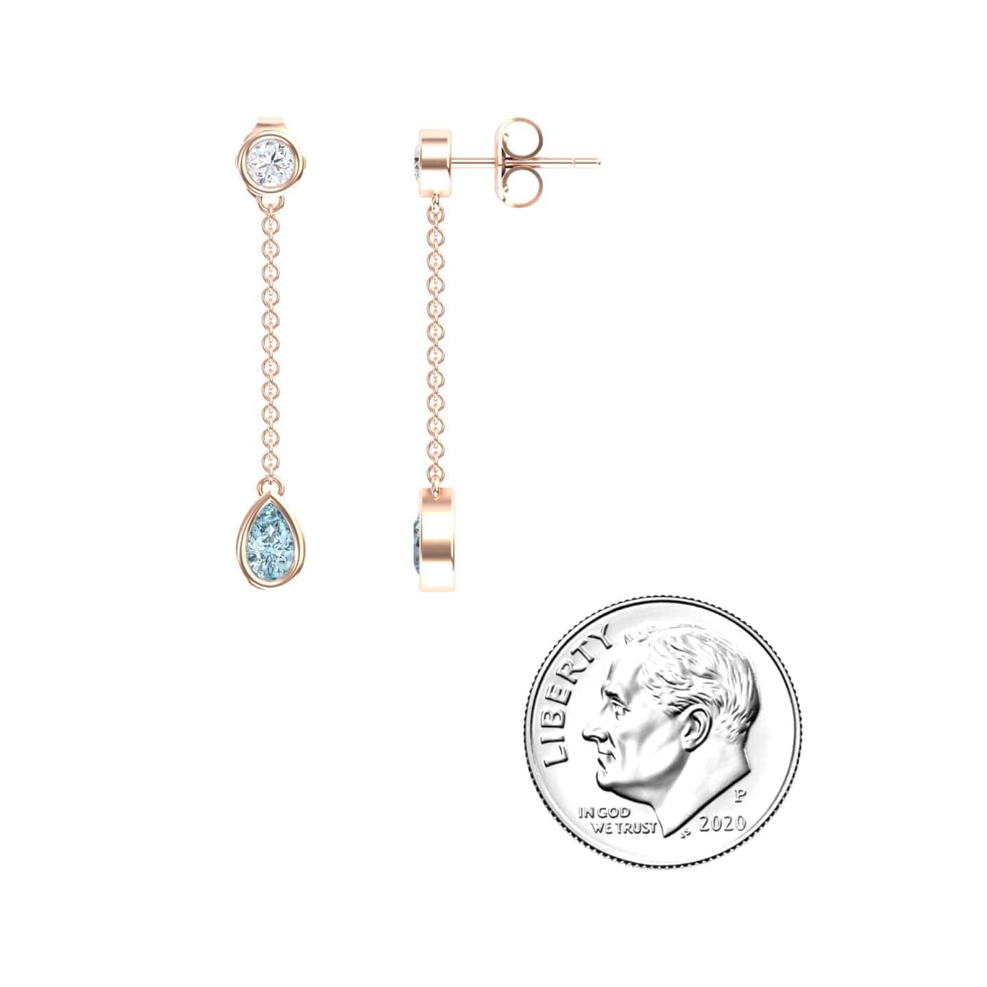 Aquamarine & Diamond Drop Earrings - Lexi
