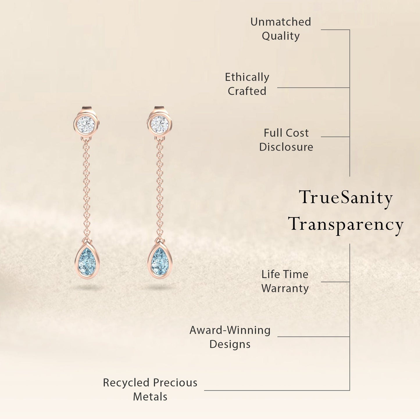 Aquamarine & Diamond Drop Earrings - Lexi