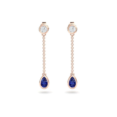 Blue Sapphire & Diamond Drop Earrings