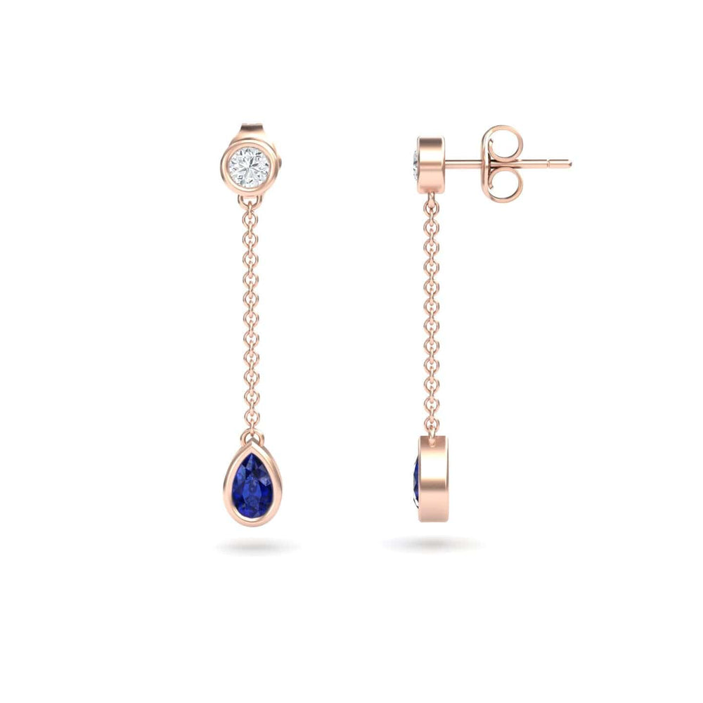 Blue Sapphire & Diamond Drop Earrings - Lexi