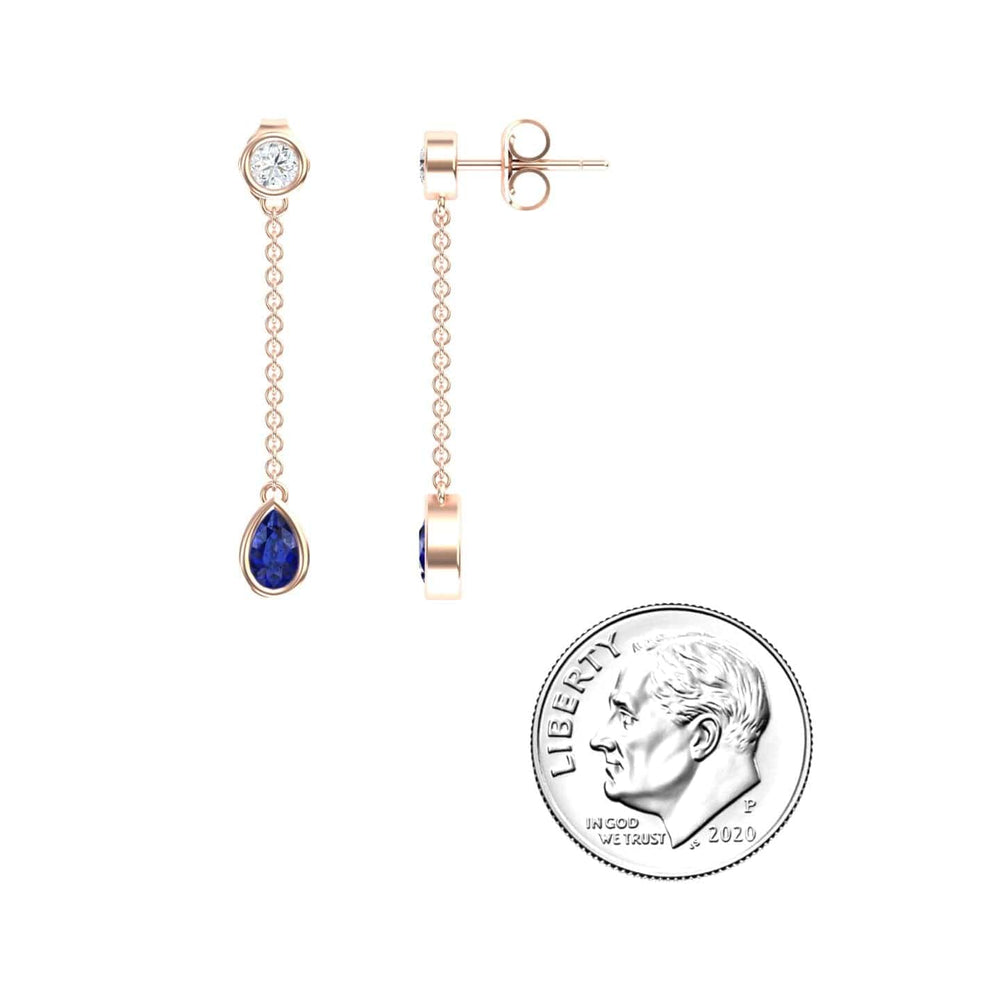 Blue Sapphire & Diamond Drop Earrings - Lexi