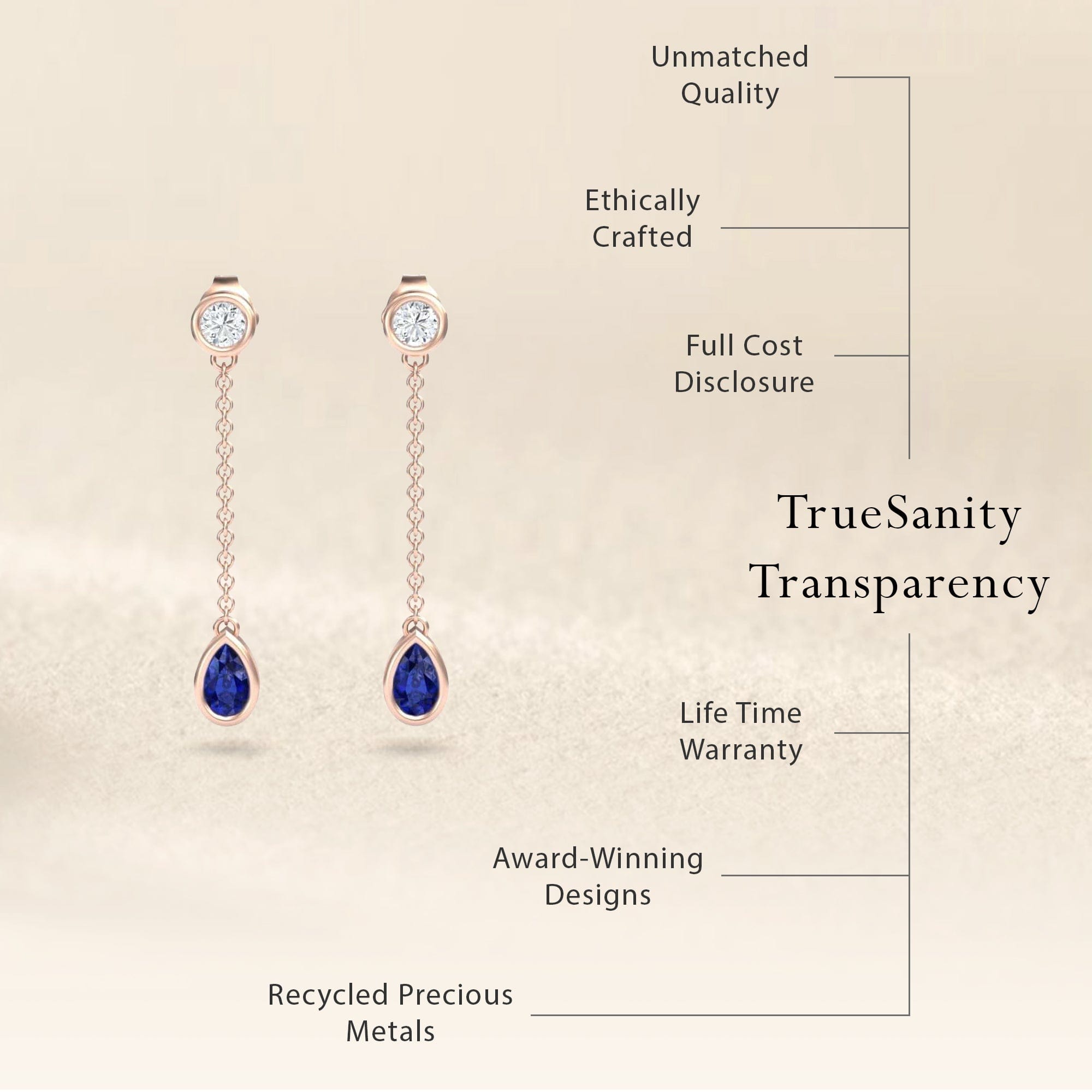 Blue Sapphire & Diamond Drop Earrings - Lexi