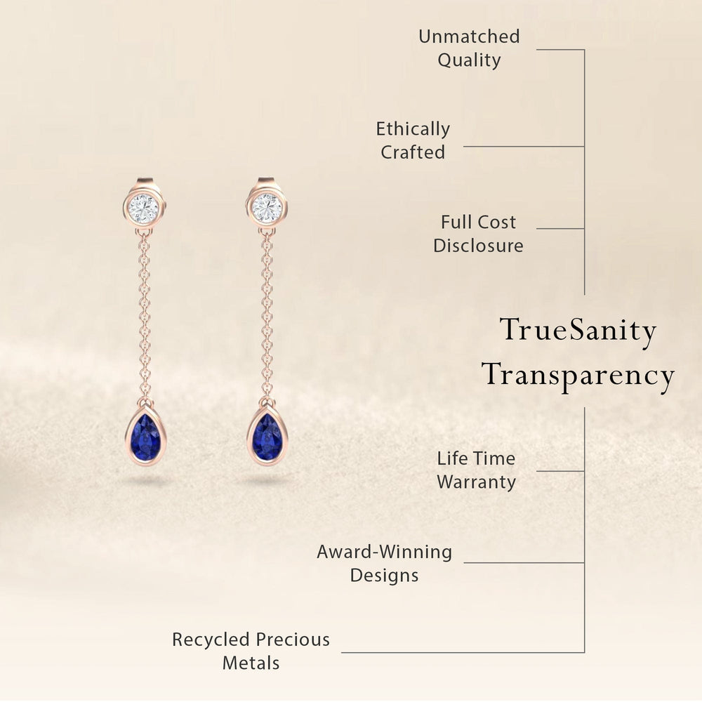 Blue Sapphire & Diamond Drop Earrings - Lexi
