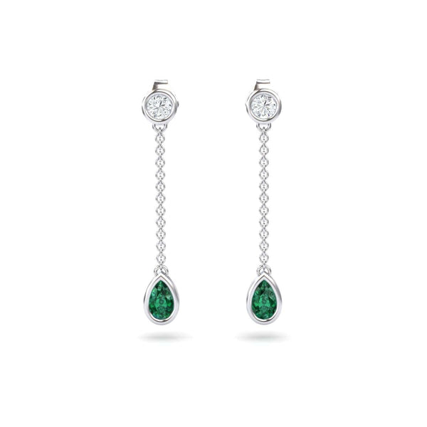 Emerald & Diamond Drop Earrings - Lexi