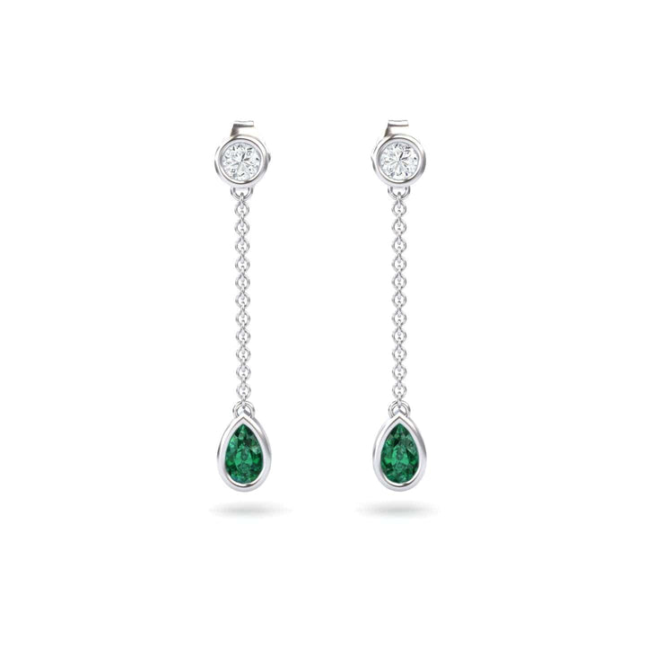 Emerald & Diamond Drop Earrings - Lexi