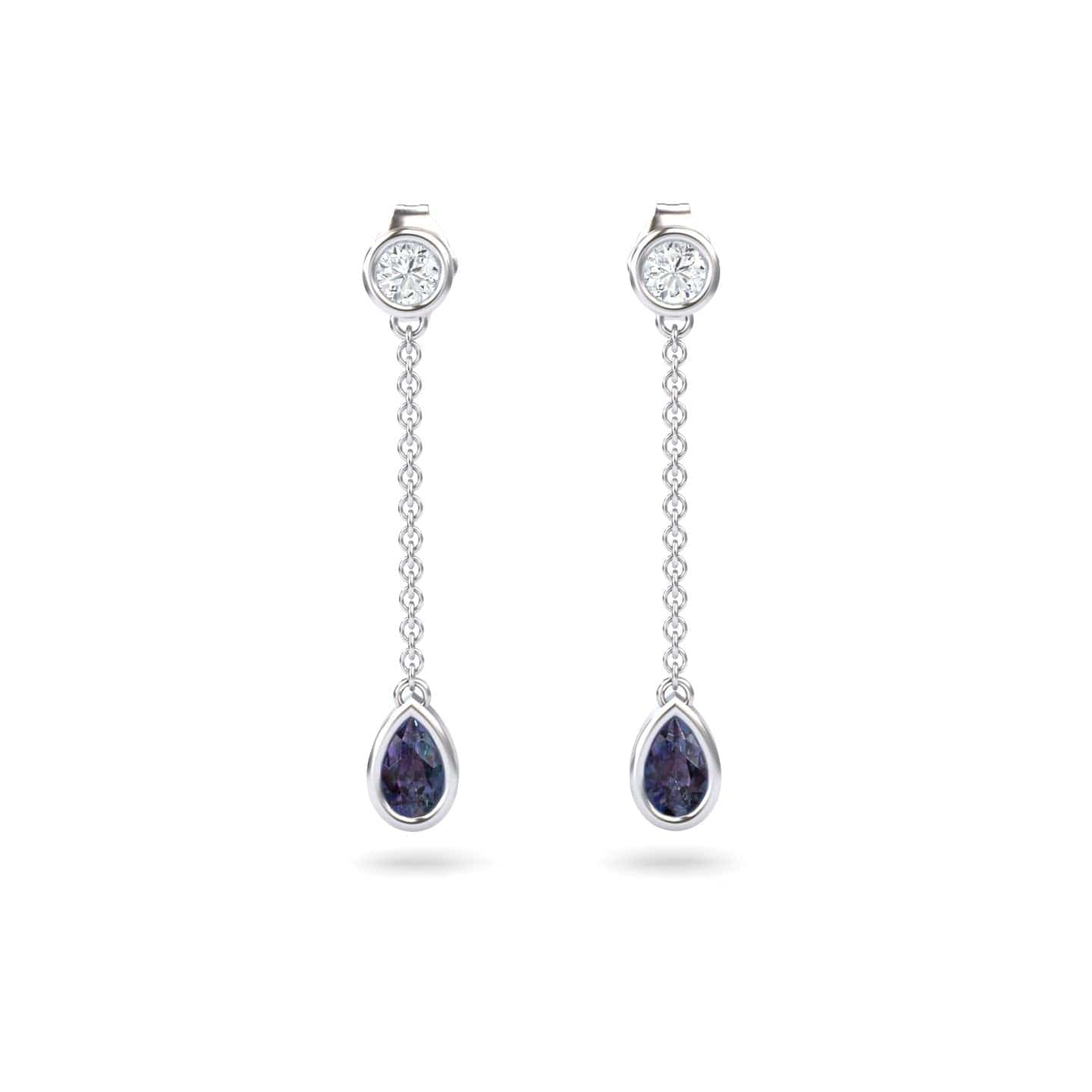 Lab Grown Alexandrite & Diamond Drop Earrings - Lexi