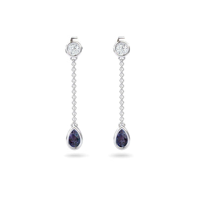 Lab Grown Alexandrite & Diamond Drop Earrings