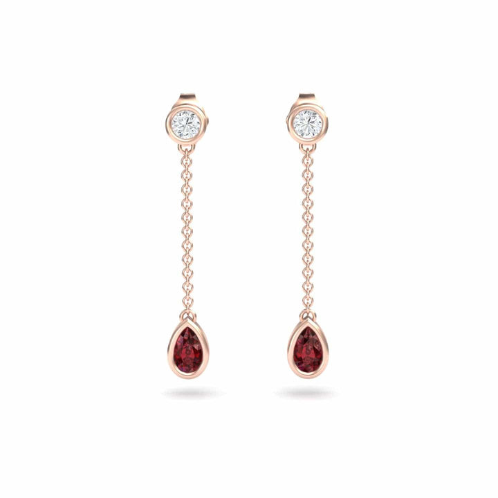 Ruby & Diamond Drop Earrings - Lexi