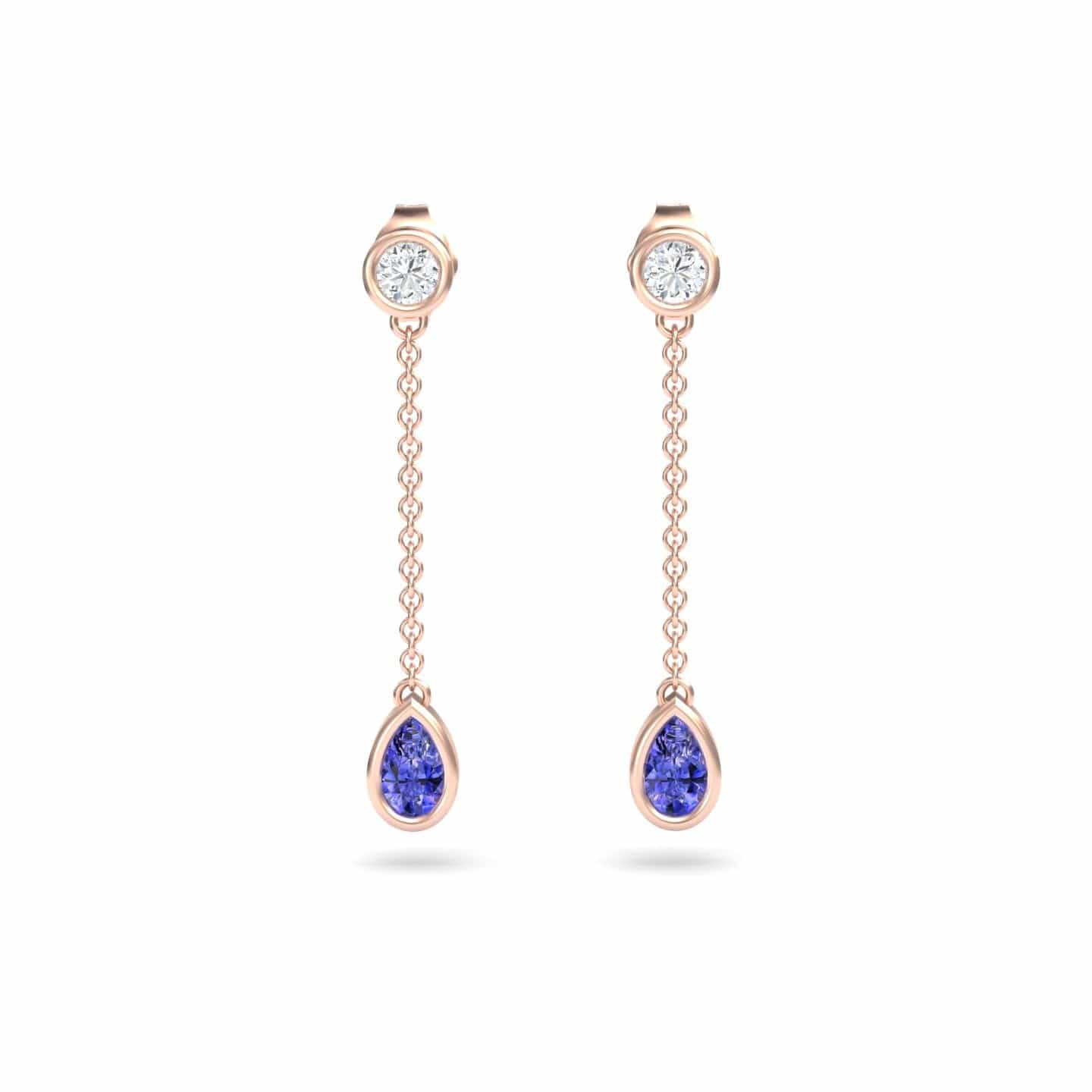 Tanzanite & Diamond Drop Earrings - Lexi