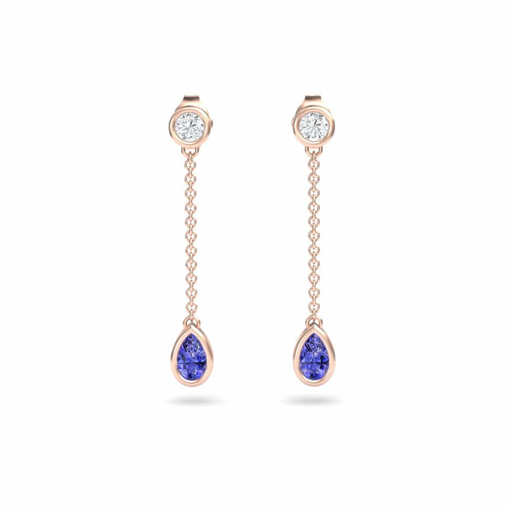 Tanzanite & Diamond Drop Earrings - Lexi