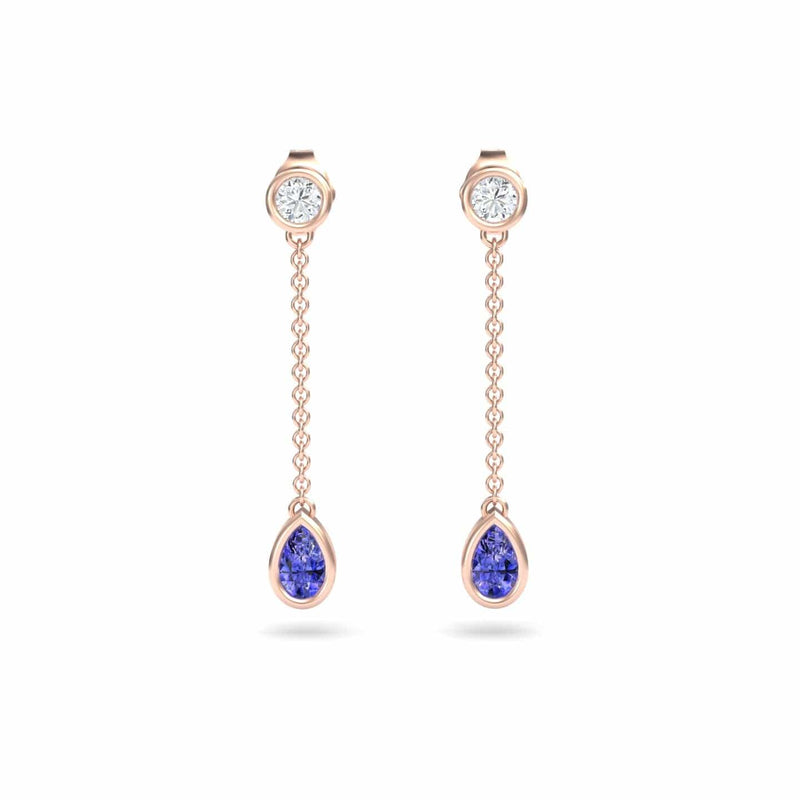 Tanzanite & Diamond Drop Earrings - Lexi