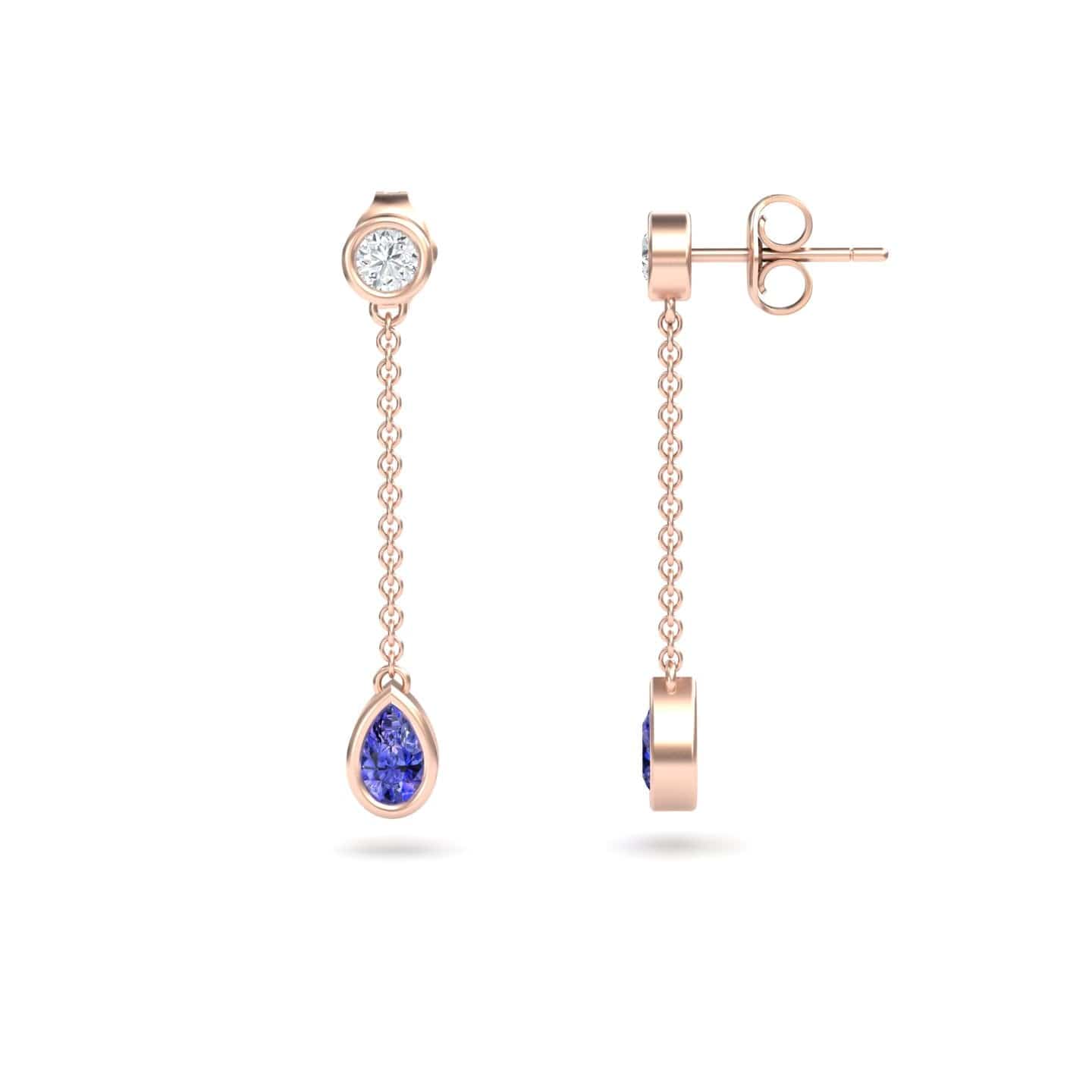 Tanzanite & Diamond Drop Earrings - Lexi