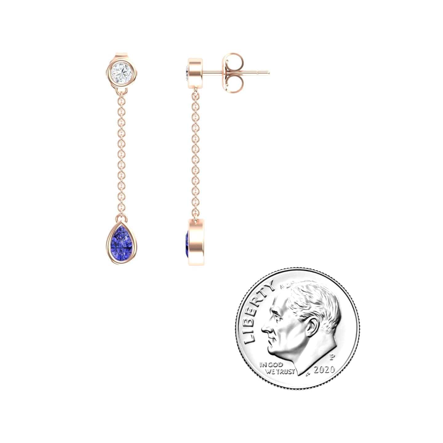 Tanzanite & Diamond Drop Earrings - Lexi