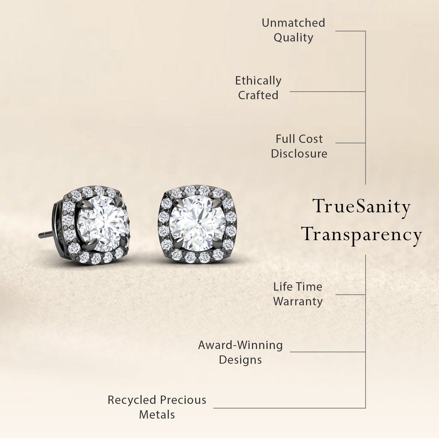 White Diamond Halo Stud Earrings - Maggie