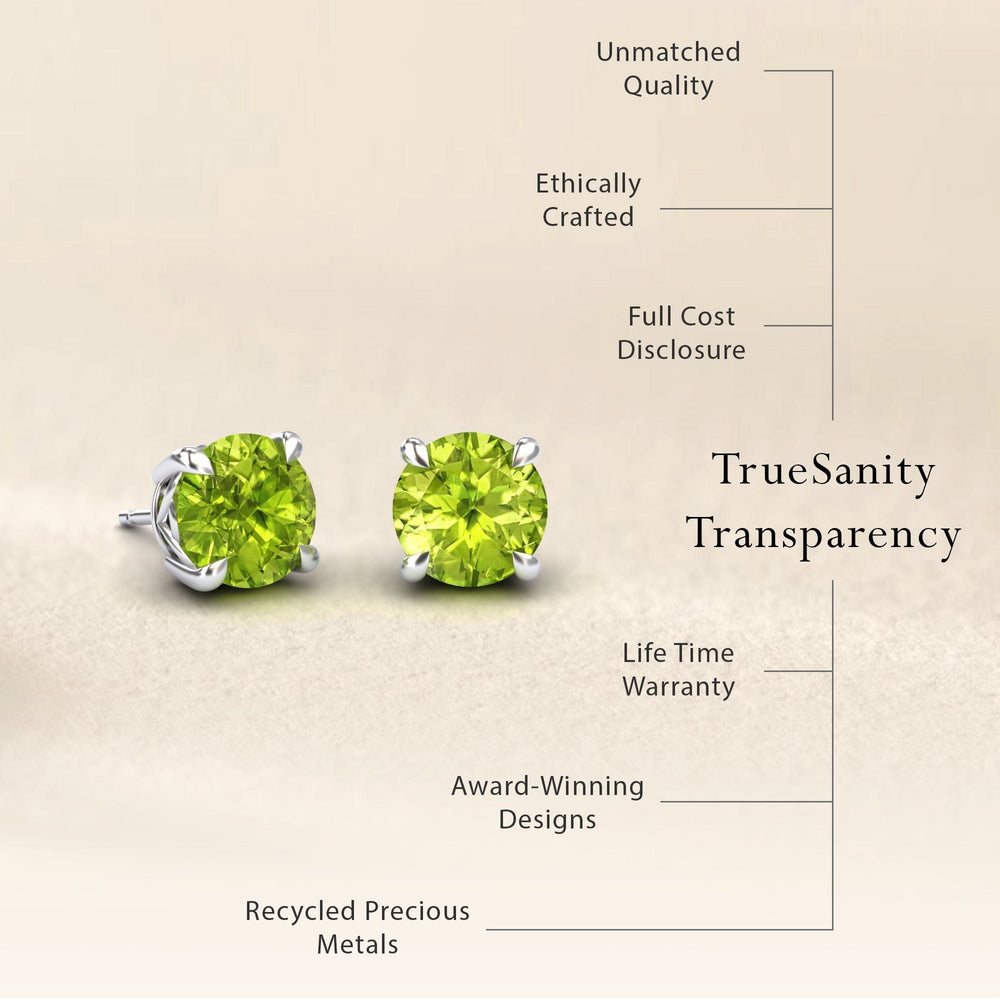 Peridot Solitaire Stud Earrings - Lucy