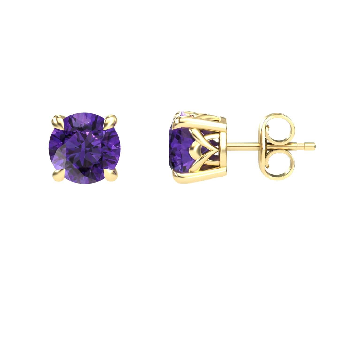 Amethyst Solitaire Stud Earrings - Lucy