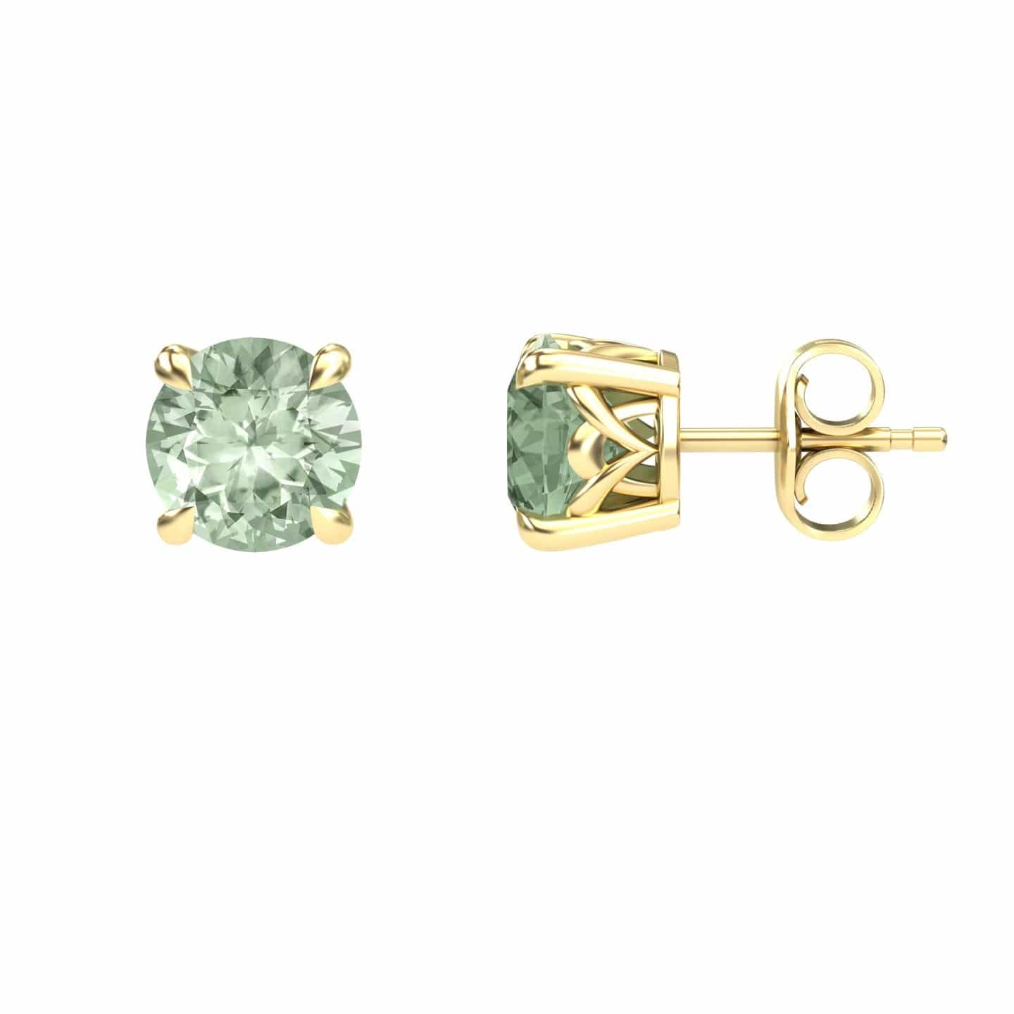 Green Amethyst Solitaire Stud Earrings - Lucy