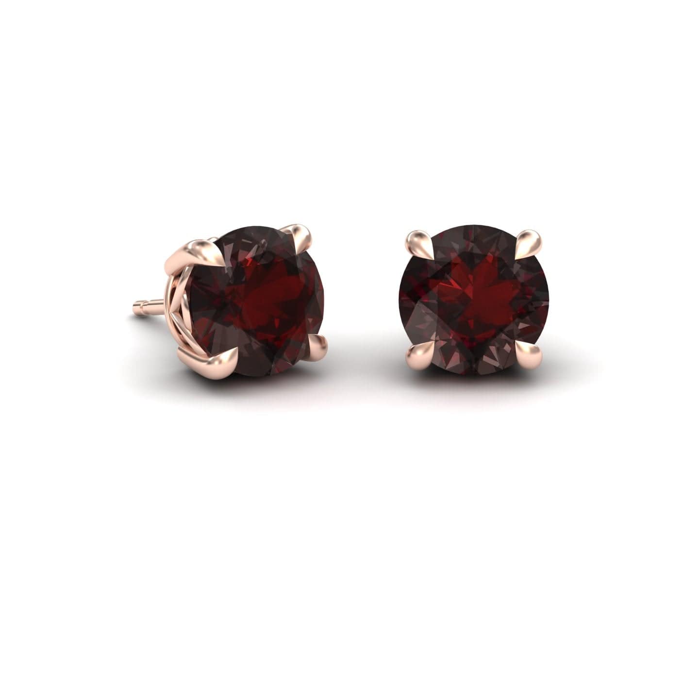 Garnet Solitaire Stud Earrings - Lucy