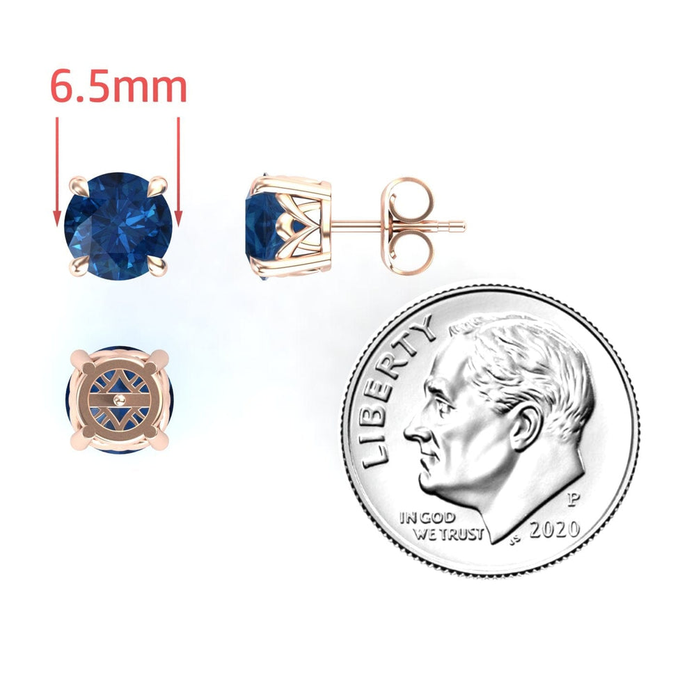 London Blue Topaz Solitaire Stud Earrings - Lucy