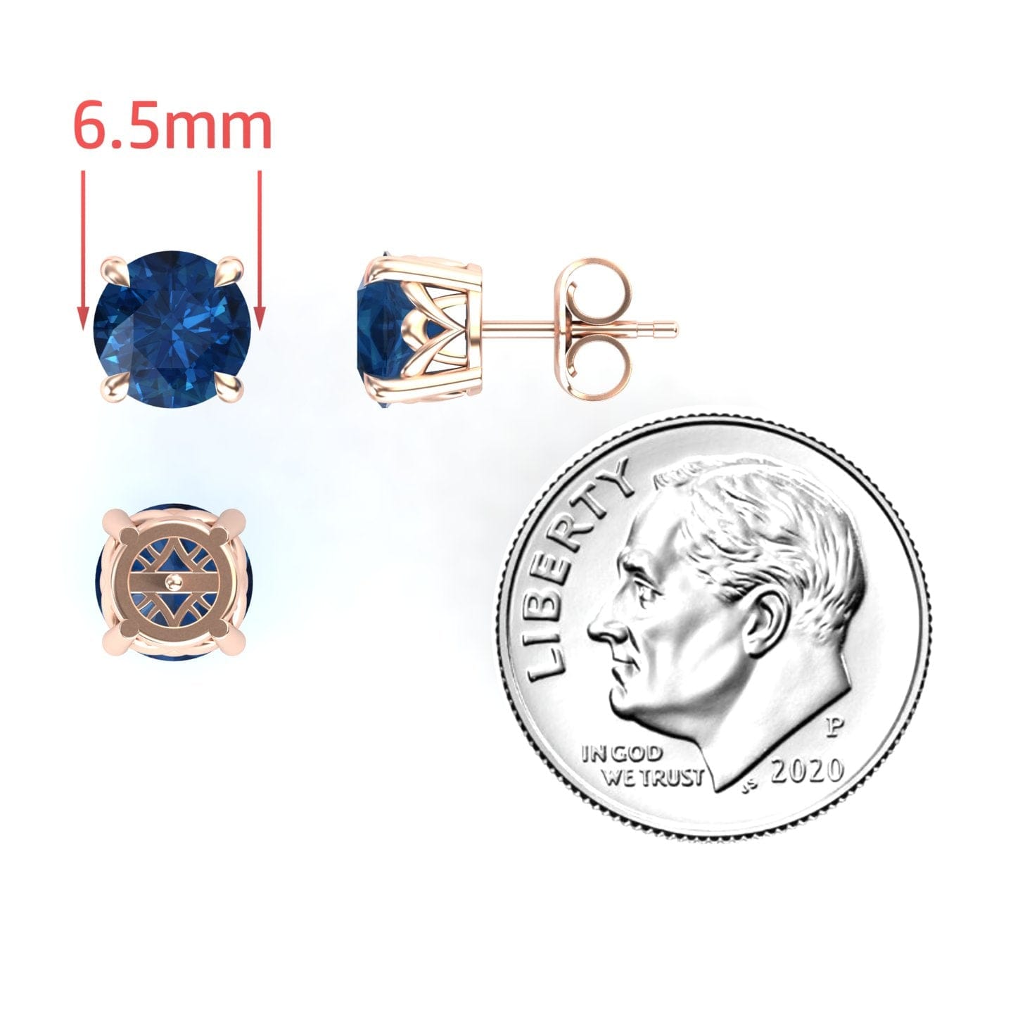 London Blue Topaz Solitaire Stud Earrings - Lucy
