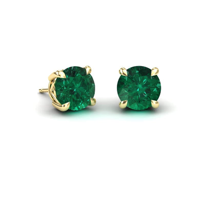 Lab Grown Emerald Solitaire Stud Earrings