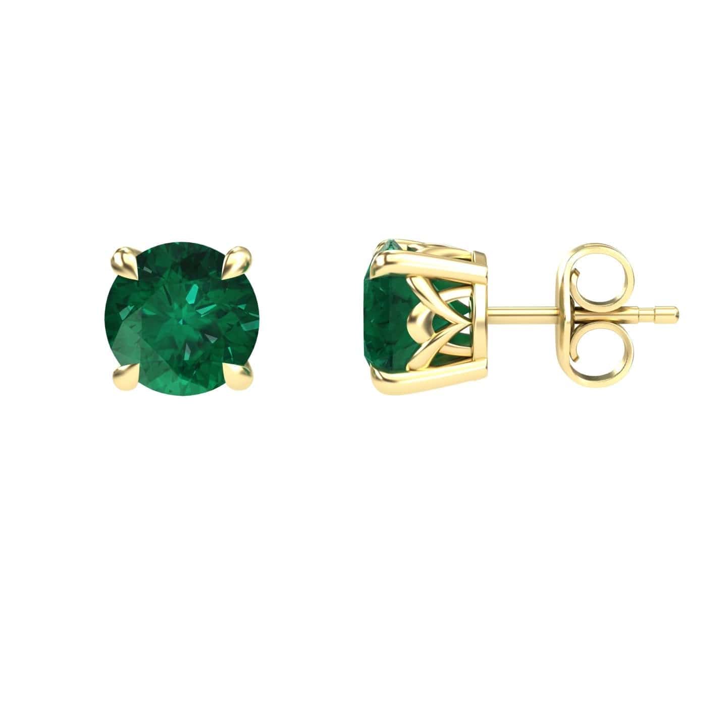 Lab Grown Emerald Solitaire Stud Earrings - Lucy