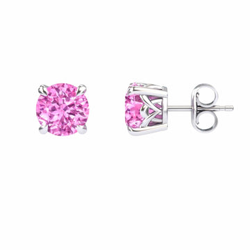 Lab Grown Pink Sapphire Solitaire Stud Earrings - Lucy