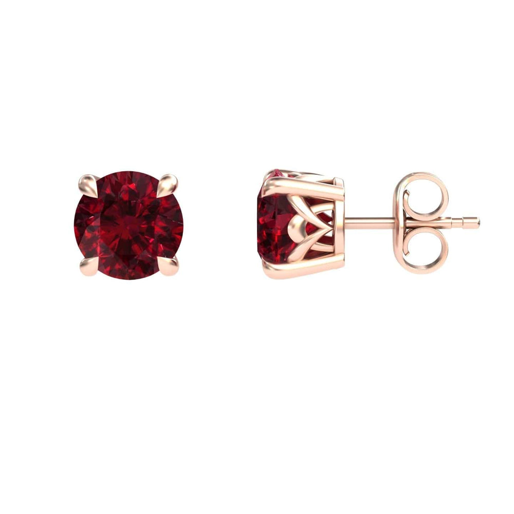 Lab Grown Ruby Solitaire Stud Earrings - Lucy