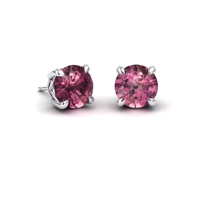 Pink Tourmaline Solitaire Stud Earrings