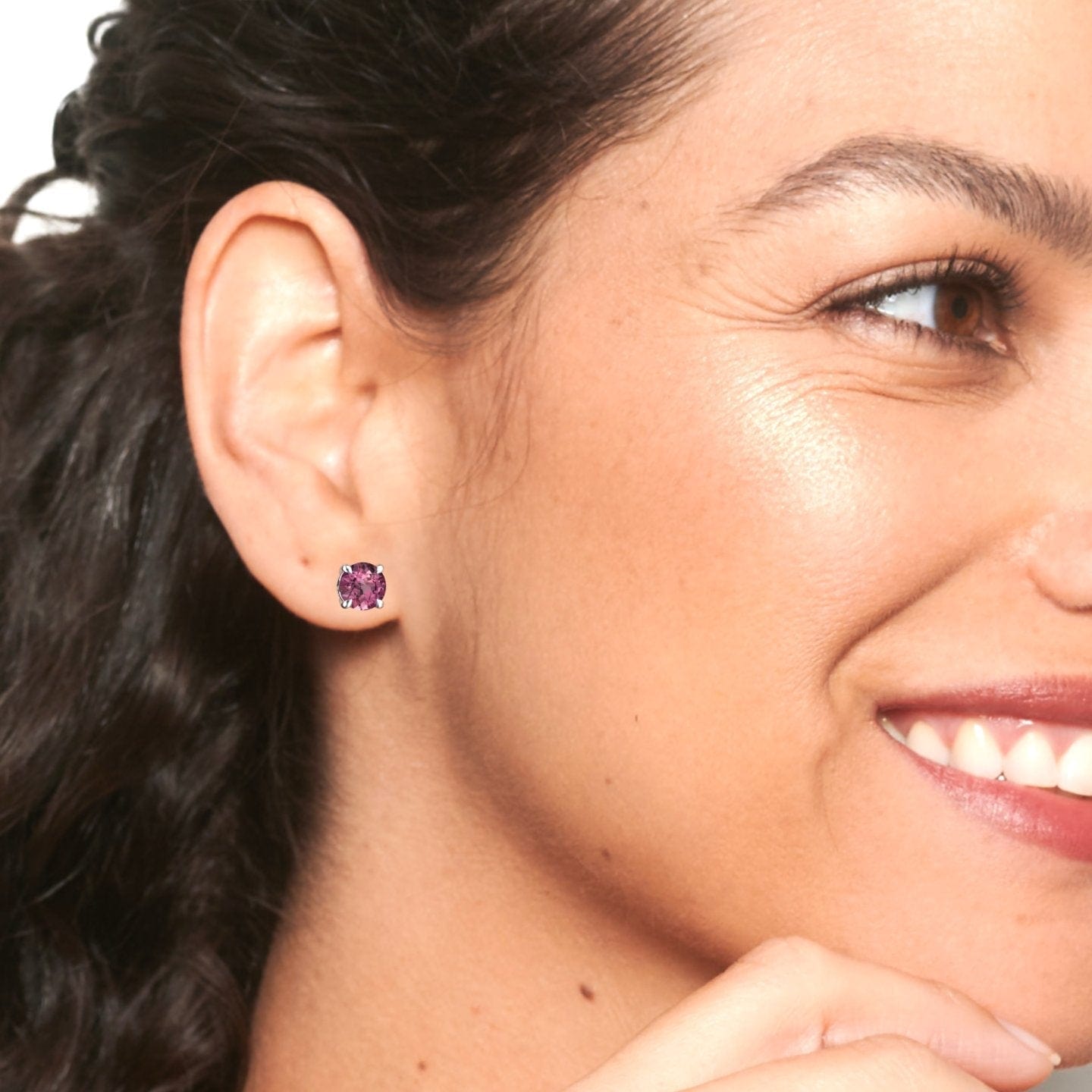 Pink Tourmaline Solitaire Stud Earrings - Lucy