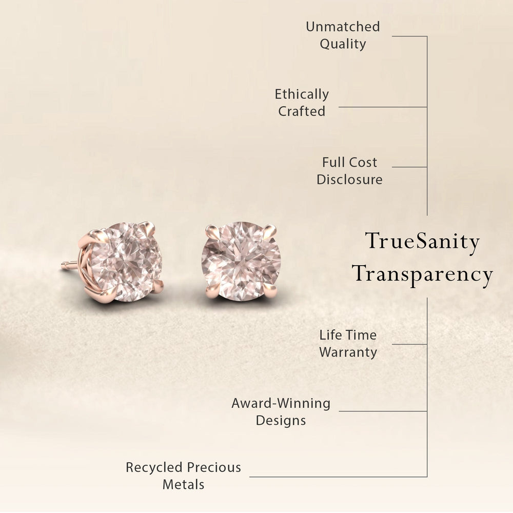Morganite Solitaire Stud Earrings - Lucy