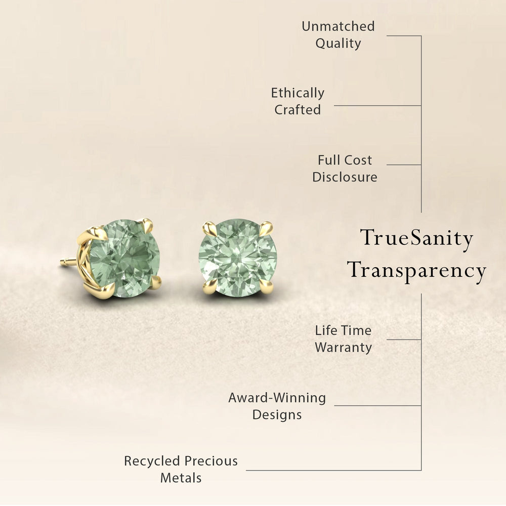 Green Amethyst Solitaire Stud Earrings - Lucy
